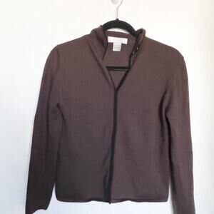 Bibelot Merino Wool Knit Sweater Pullover Large Brown